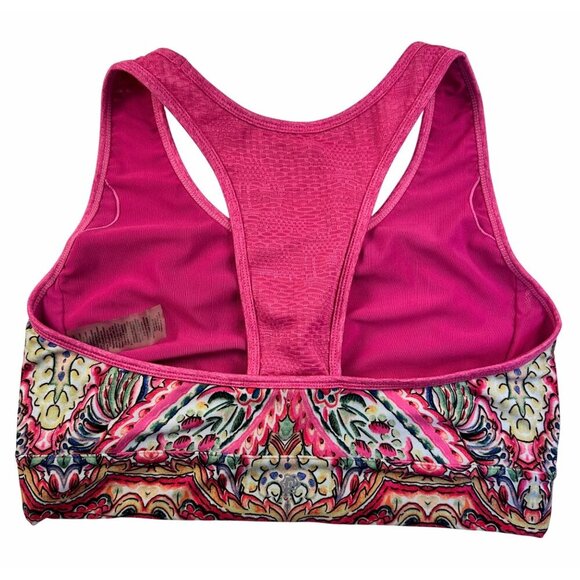 SET Of Nanette Lepore Neon Pink Paisley Cropped Leggings & Bra Sz XL - Picture 5 of 16